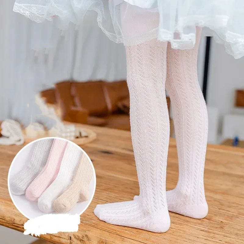 Girls' Pantyhose Spring Autumn Pure Cotton Mesh Silk Stockings Baby One-piece Pantyhose Summer Thin Children's Outer Leggings