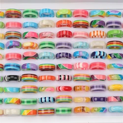 50pcs/lot Fashion Colorful Resin Acrylic Rings Jewelry For Women Girls Mix Style Party Gifts Wholesale