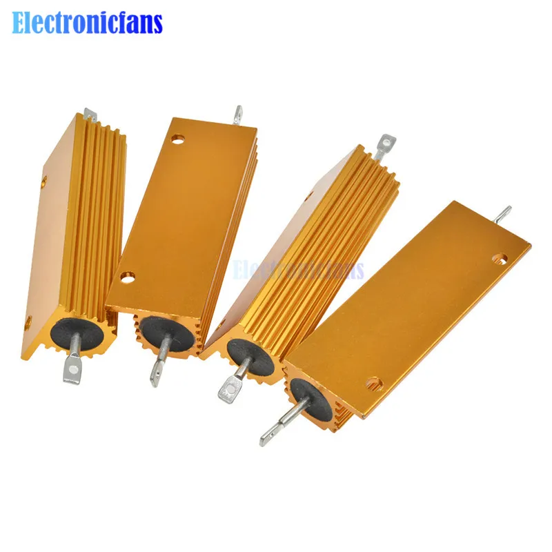 100W Aluminum Power Metal Shell Case Wirewound Resistor ±5% 0.1R 0.5R 1R 2R 6R 8R 10R 20R 100R 1K ohm Aluminium Shell Resistor