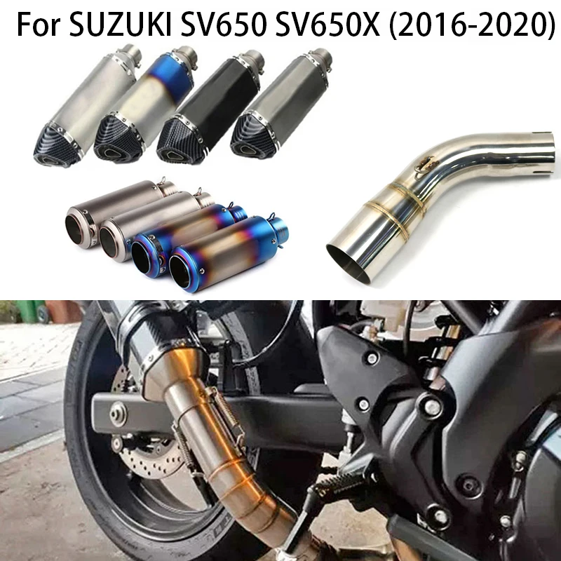 

For SUZUKI SV650 SV650X SV650S 2003-2015 51mm Motorcycle Exhaust Pipe Middle Mid Link Pipe Muffler Tube Motocross Silencer