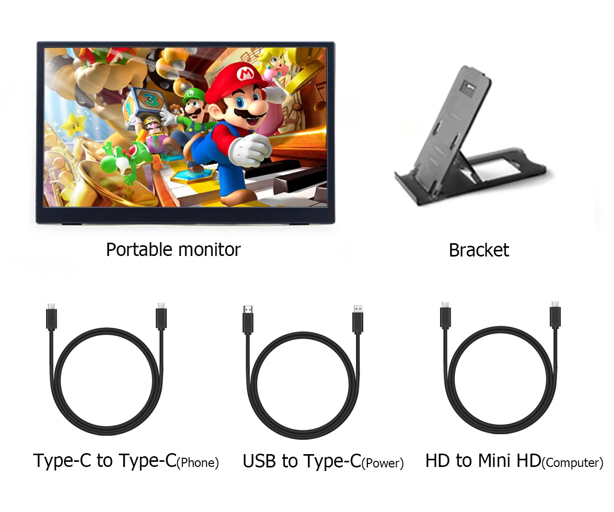 Wifi monitor portátil para computador portátil monitor de computador externo com hd & USB-C portas para smartphones e jogos de computador xbox switch