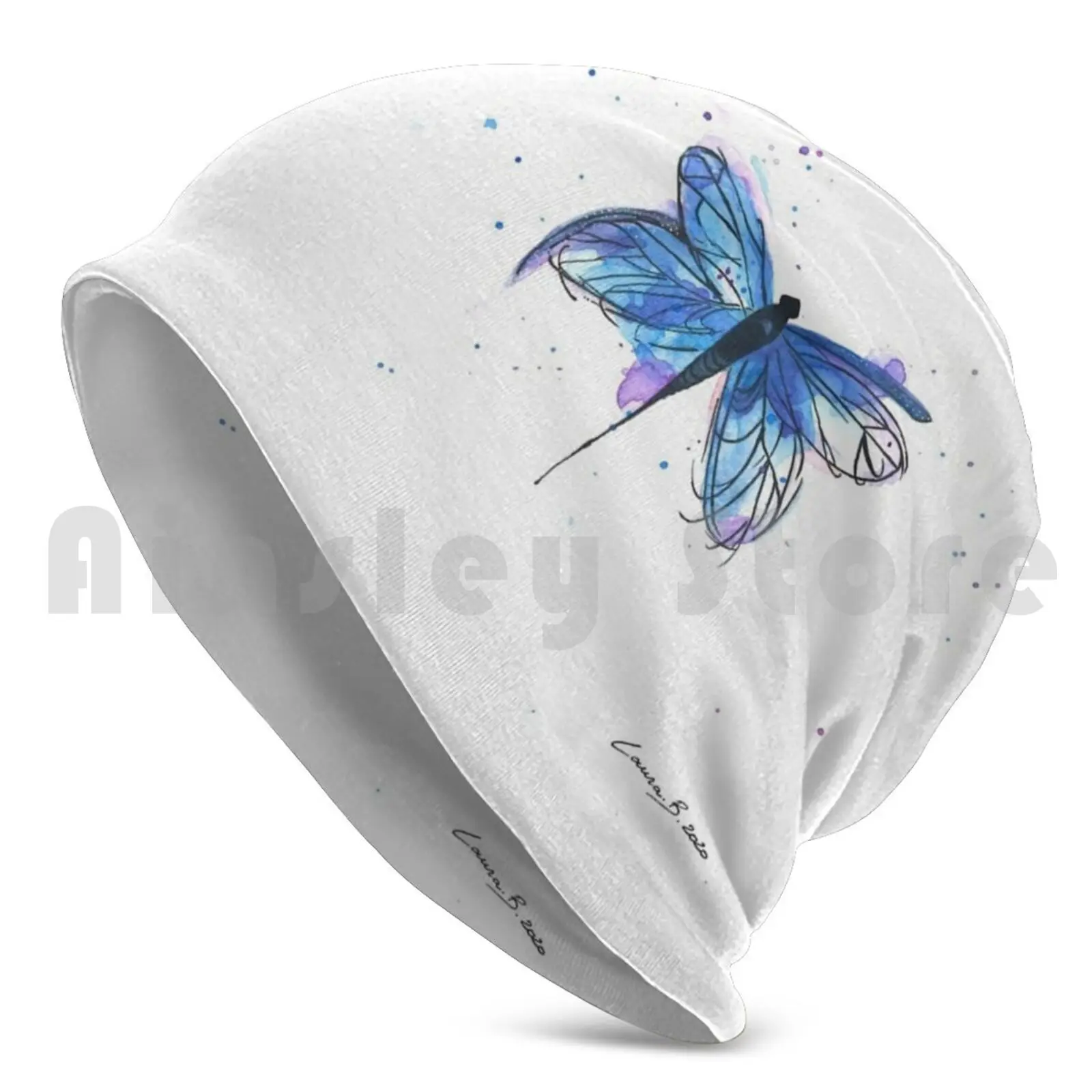 Dragonfly Beanies Knit Hat 668 Beanies Print Colors Watercolor Home House Dragonfly Animal Animals