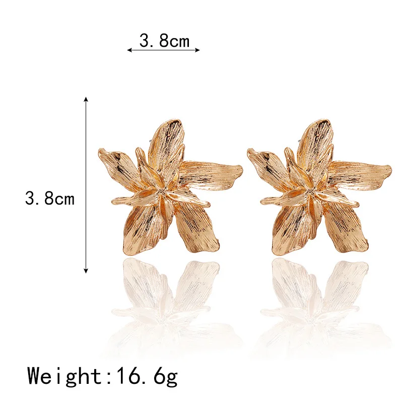 Popular Piercing Ear Ornaments Jewelry-Accessories Fashion Personality Exaggerated Alloy Golden Multilayer Flowers Woman Earring