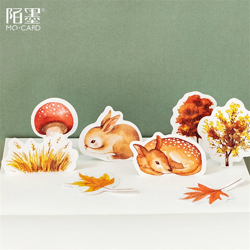 Pegatinas adhesivas para fiesta de otoño, pegatinas decorativas para álbum, diario, papelería, 46 unids/lote por caja