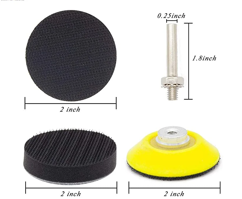 182 pezzi Set 2 pollici carta abrasiva disco abrasivo fogli di levigatrice a secco umido con tampone di interfaccia tampone di levigatura Set di levigatura abrasiva
