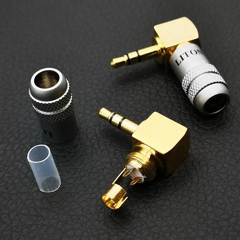 1 Stück LITON 3,5 mm Audio-Stecker 90-Grad-L-förmiger Stecker vergoldeter Schweißadapter 6 mm dreiteiliger Kopfhörerstecker