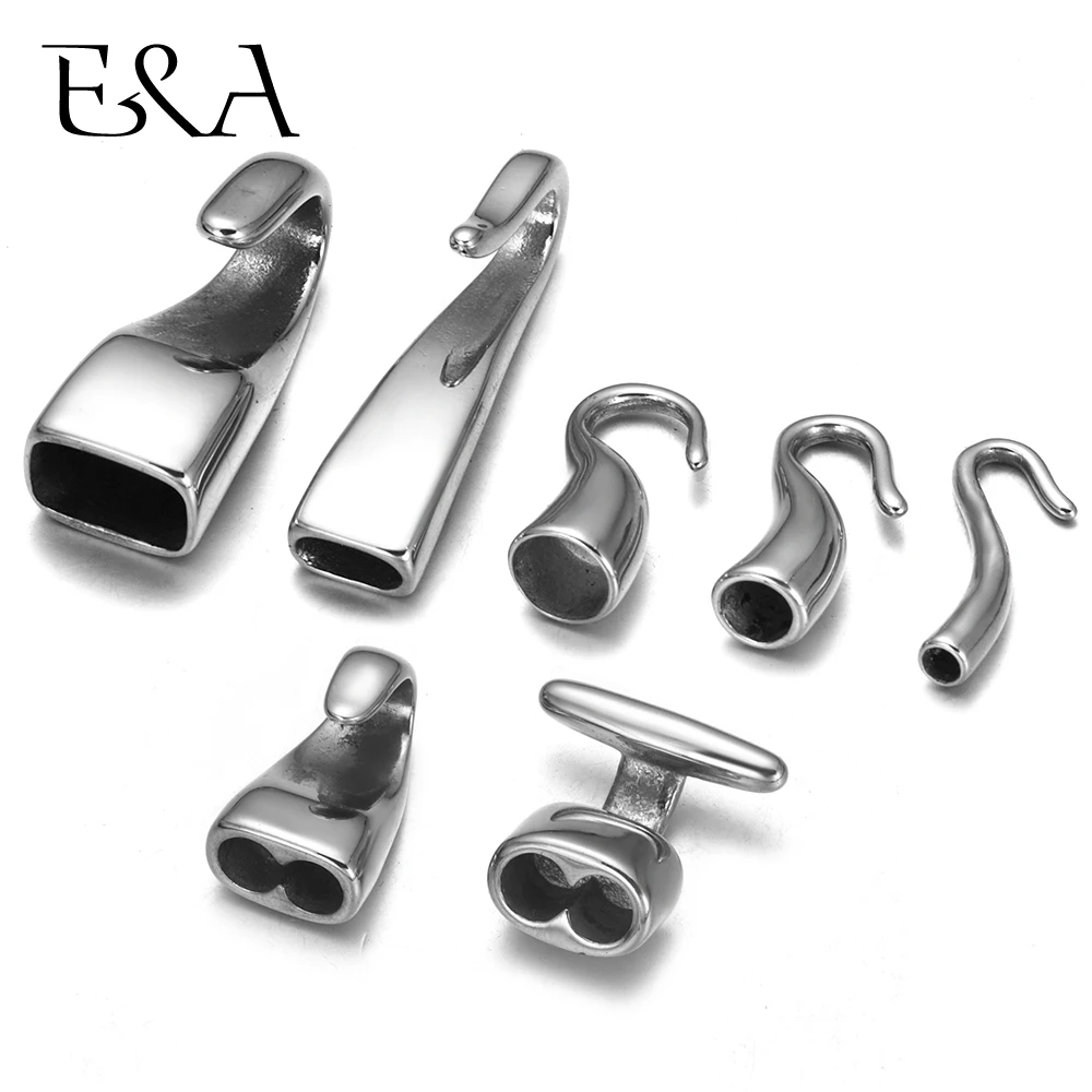Stainless Steel Hooks for Round Leather Cord Connect Buckle Polished DIY Bracelet Jewelry Making Clasps Findings