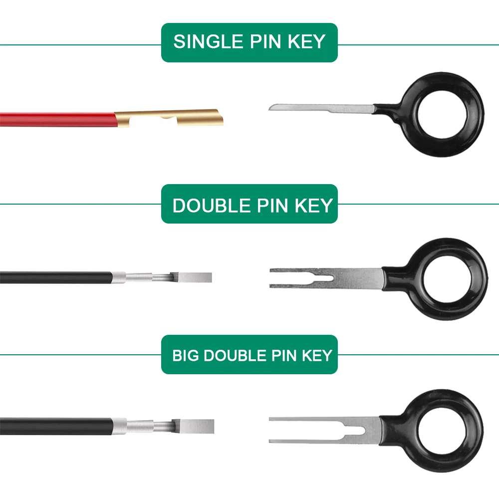 Kfz-Stecker-Terminal-Entfernungswerkzeug, elektrischer Draht, Crimp-Split-Anschlüsse, Pin-Extraktor-Set, Schlüssel für die Autoreparatur, Stifte zum Herausnehmen – Detail 10
