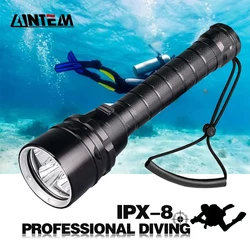 Profissional Super poderoso LED Scuba Diving luz, IPX8 lanterna impermeável, Diver luz, tocha lâmpada, 8000LM