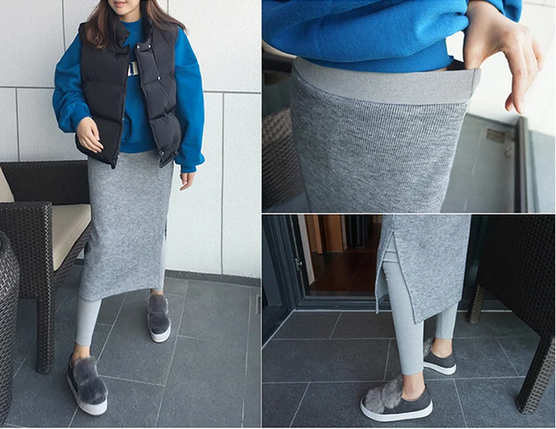 Winter Warm Fleece Long Skirt Leggings Fashion Slim-fit Spring Autumn  Womens Fake Two Pieces Leggings  ouc052a