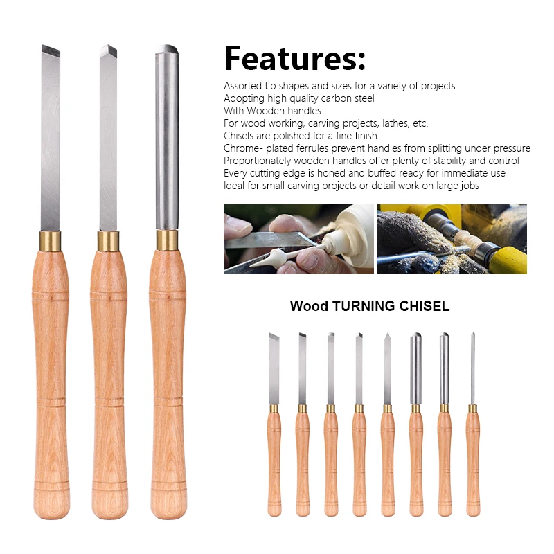 XCAN Wood Lathe Chisel HSS Steel Wood Turning Tools for Hardwood Cutting Carving Woodworking Tools