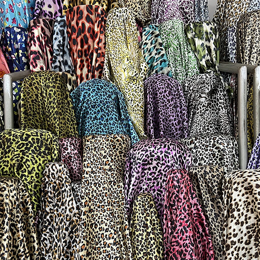 Leopard Print Satin Fabric Sewing Craft Material Silky Soft Cloth Fabric For Scarf Lining Diy 50cmX150cm