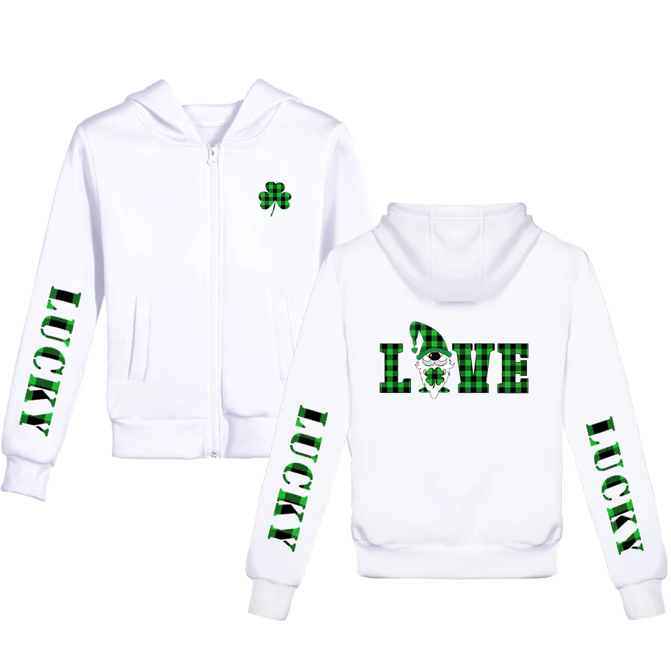 St Patrick's Day Child Jacket Hoodies Letter printing zipper Hoodie Zipper Jacket Sweatshirt