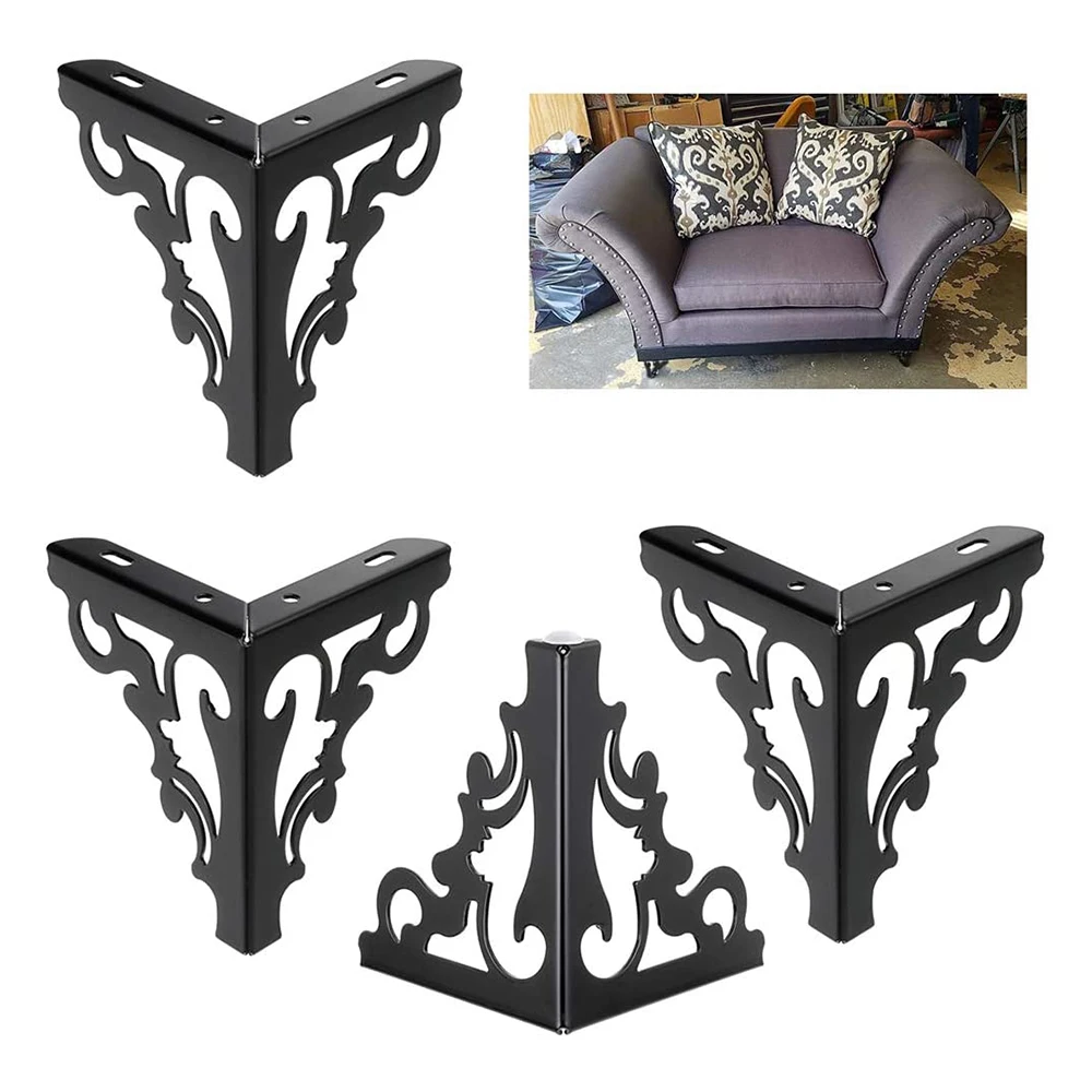 4pcs Metal Furniture Legs Feet, Pattern Hollow table legs，Modern Sofa Legs Bed Table Accessories Cabinet Replacement foot