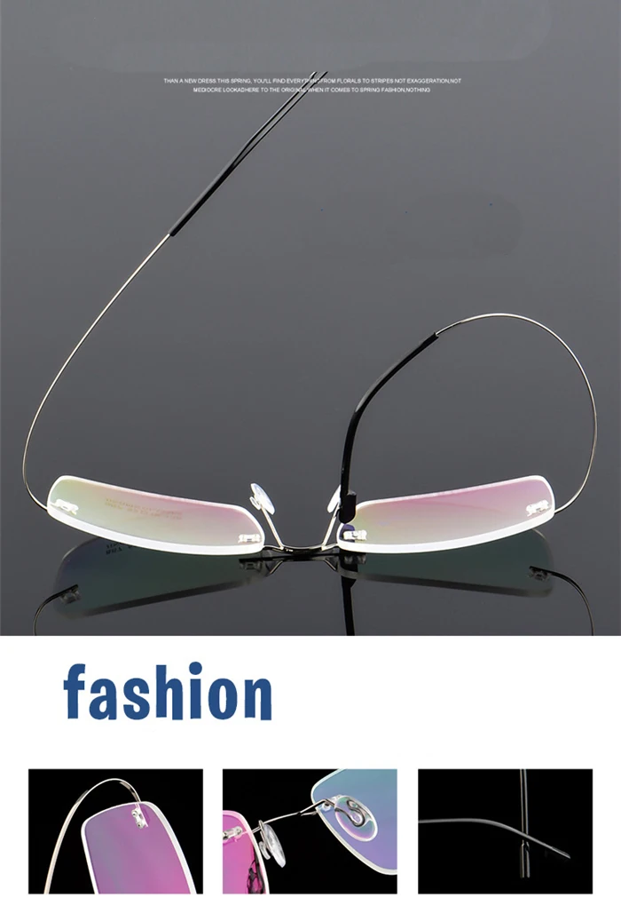Legierung Superelastische Rahmenlose Kurzsichtige Brille Männer Metall Minus Objektiv Rechteck Rezept Brillen 0-0,5-0,75 Bis -6 – Detail 3