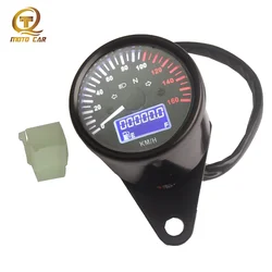 Universal 12V Motorcycle Odometer Speedometer Retro LED Digital fuel meter Gauge instrument For Cafe Racer