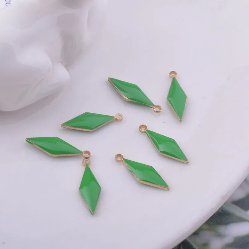 30 Stück 5*16mm Kupfer-Geometrie-Anhänger Beidseitig Emaillierte Rhombus-Charms für DIY-Schmuck- und Ohrringherstellung – Detail 6
