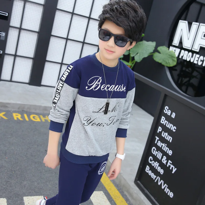 2024 new Boys clothes sport suit casual sets autumn letter children kids tracksuit t-shirt+ long pant 4 5 6 7 8 9 10 11 12 year