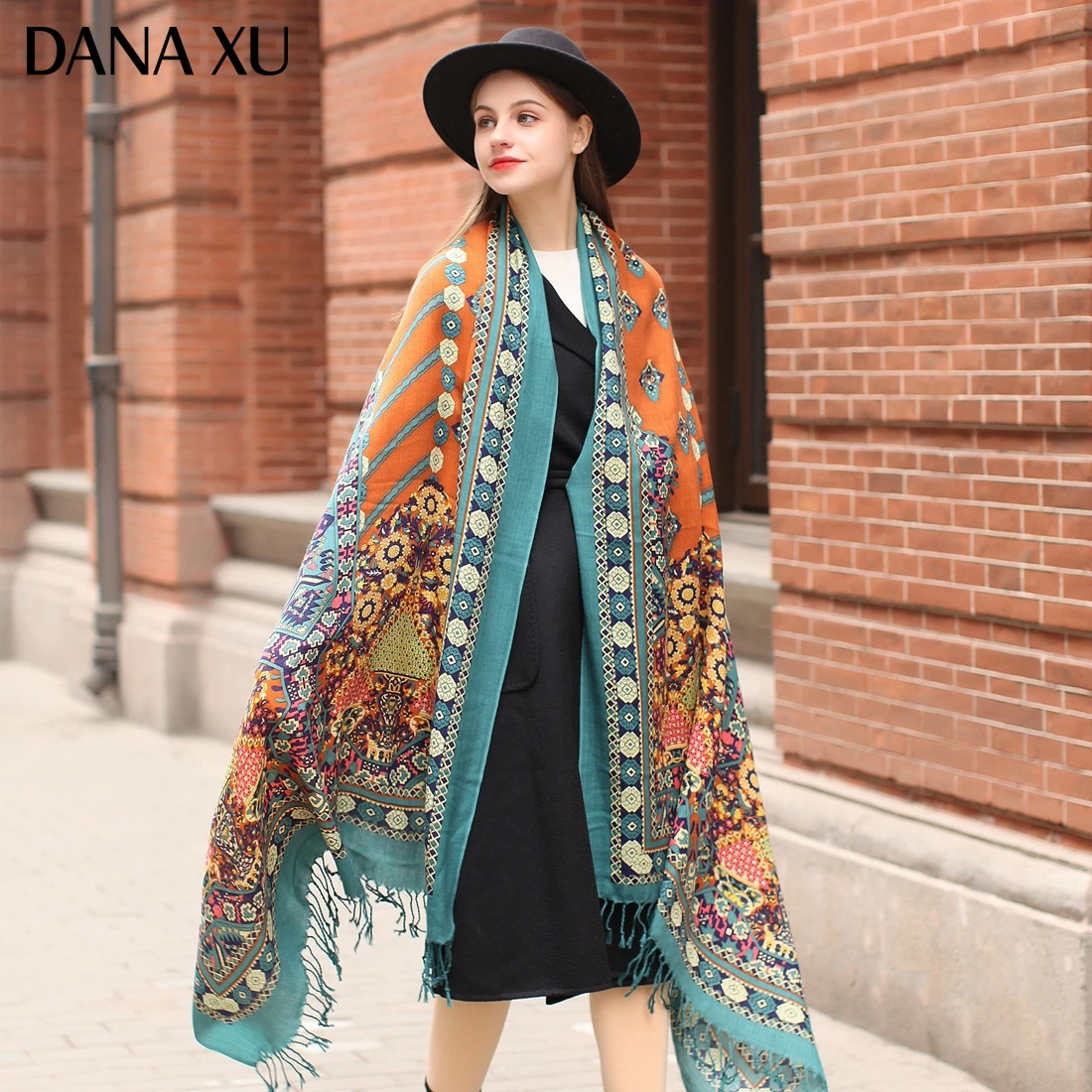 DANA XU Bufanda Mujer Wool Poncho Head Women Lady Warm Shawl Stoles Bandana Scarf Hijab Luxury Brand Pashmina Winter 2021