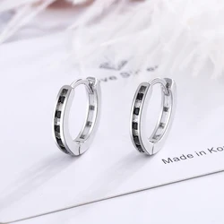 Women's New Fashion Round Circle Hoop Earrings Black Zircon Inlaid Hollow Huggies Female Charming Earring Accessories Jewelry