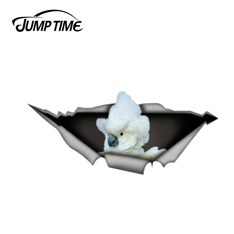 Jump Time 13cm x 5.6cm Umbrella Cockatoo decal 3D Pet Graphic Vinyl Decal Car Window Laptop Bumper Bird Car Stickers