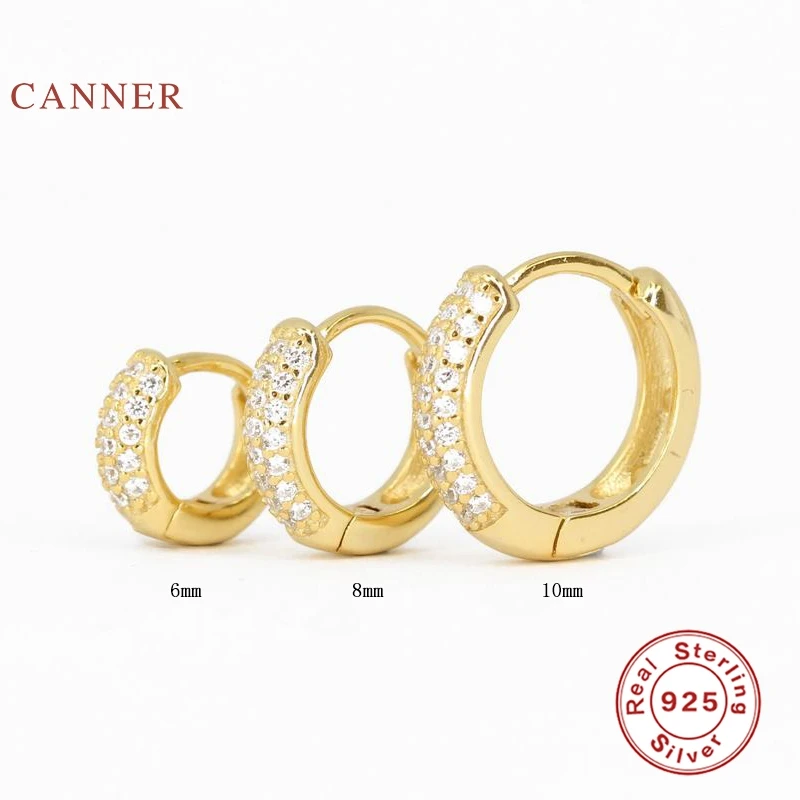 CANNER Luxury Multi-Row Classic Earrings For Women 925 Sterling Silver Earrings Hoops Pendientes Plata 925 Fine Jewelry 6 8 10mm