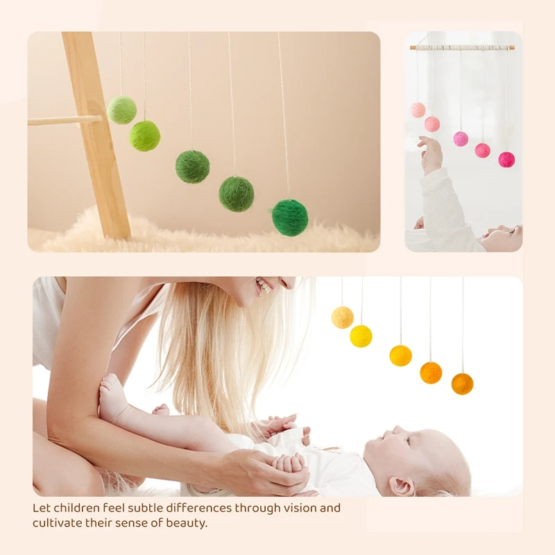 Colgante de bola de felpa Montessori para bebé, cuna colgante móvil para recién nacido, juguete sensorial Visual para niños, juego cognitivo de Color educativo, regalo