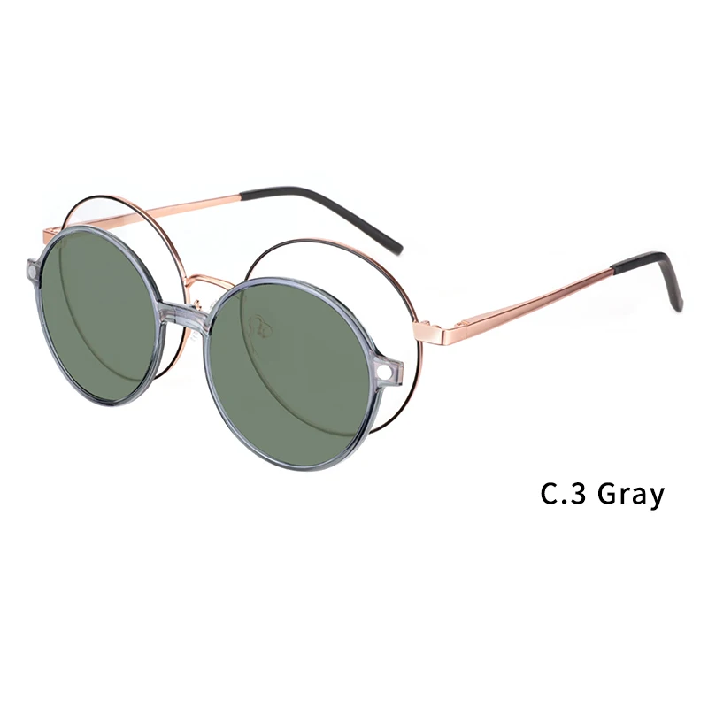 Ceofy Round Stylish Clip on Polarized Sunglasses Women Men Retro Brand Designer Glasses Frame Magnetic Multifunction CD6816