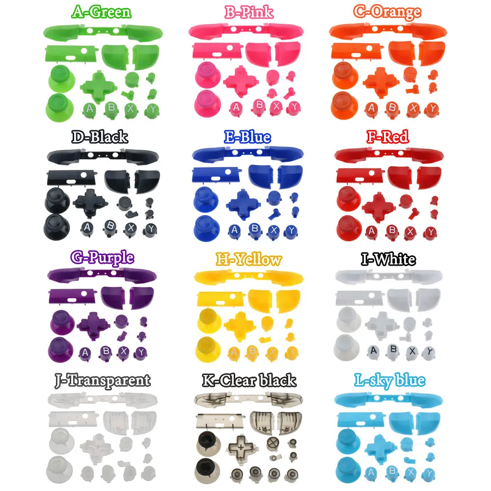 Полный комплект бамперов, пусковые кнопки, замена для XboxOne S Dpad ABXY грипсов, запасные части для кнопок для контроллера Xbox One S, 1 комплект