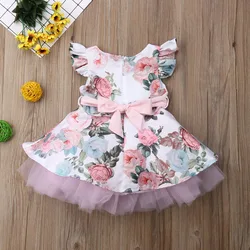 Summer Princess Dress Toddler Newborn Baby Girls Clothes Flower Lace Tutu Party Wedding Birthday Dresses Clothing 1-4 Years