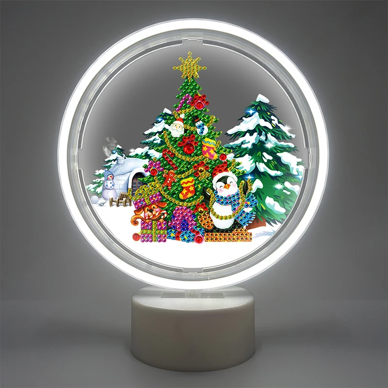 HOMFUN lampada a LED diamante pittura fai da te 5D ricamo fatto a mano luci colorate strass Halloween decorazioni per la casa regalo di natale