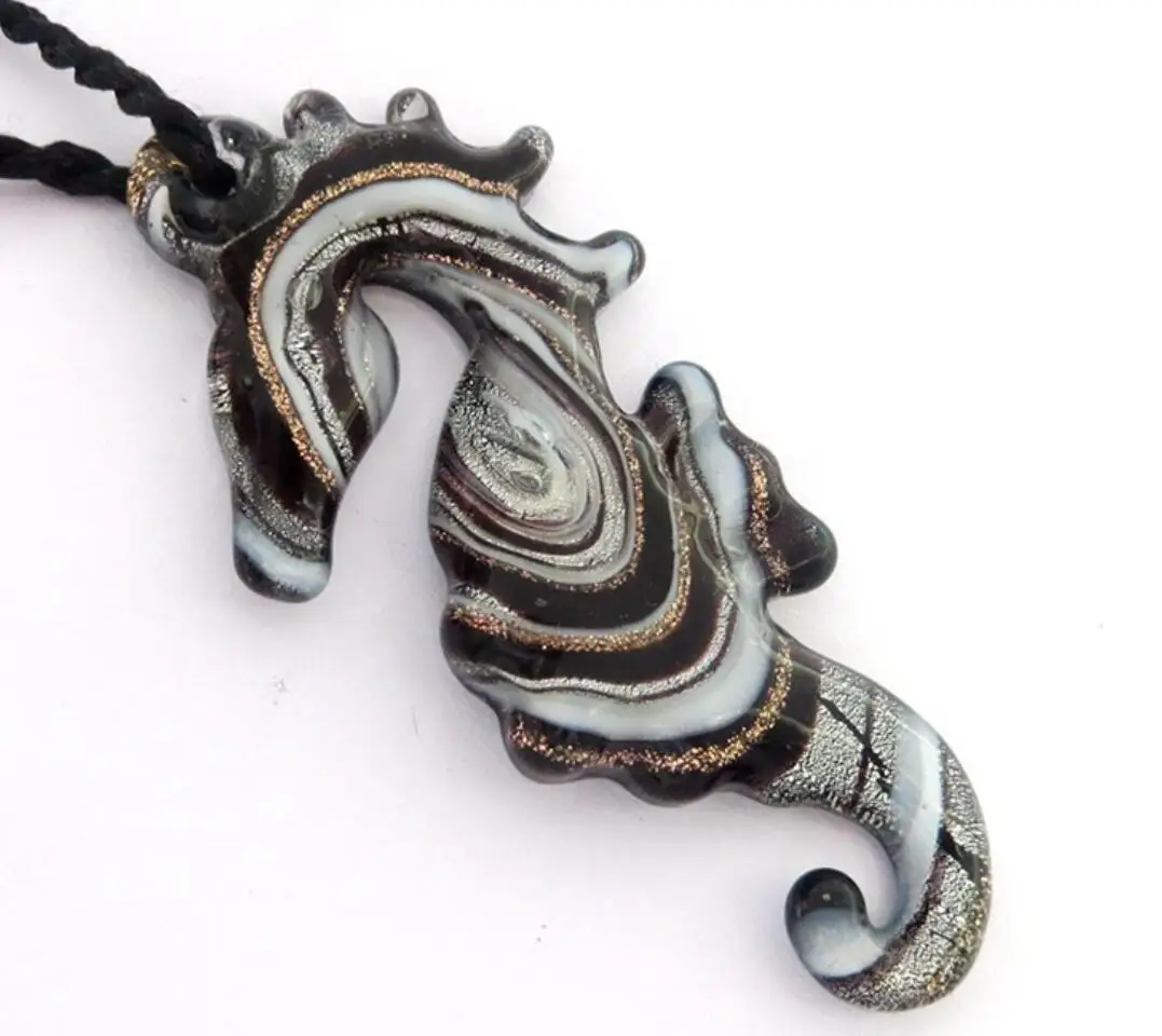 Handmade Murano Glass Hippocampus Pendant For Necklace  Jewelry