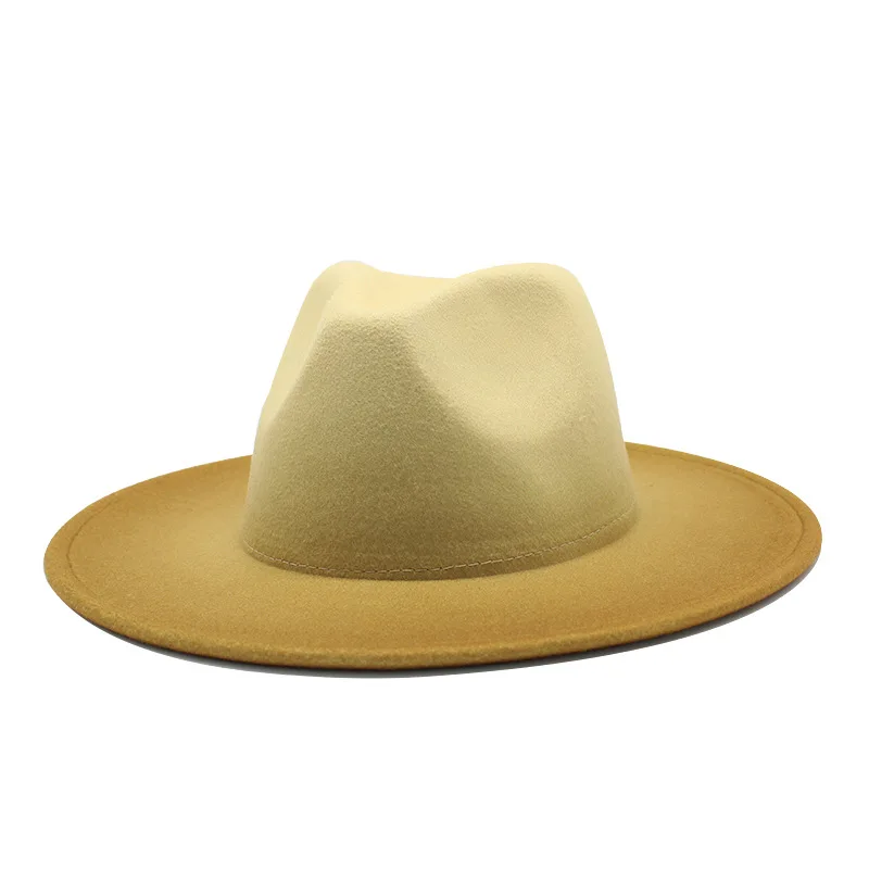 Hot gradient Autumn Winter Sun Hat Women Men Fedora Hat Classical Wide Brim Men Women Two-color British Jazz hats Wholesale