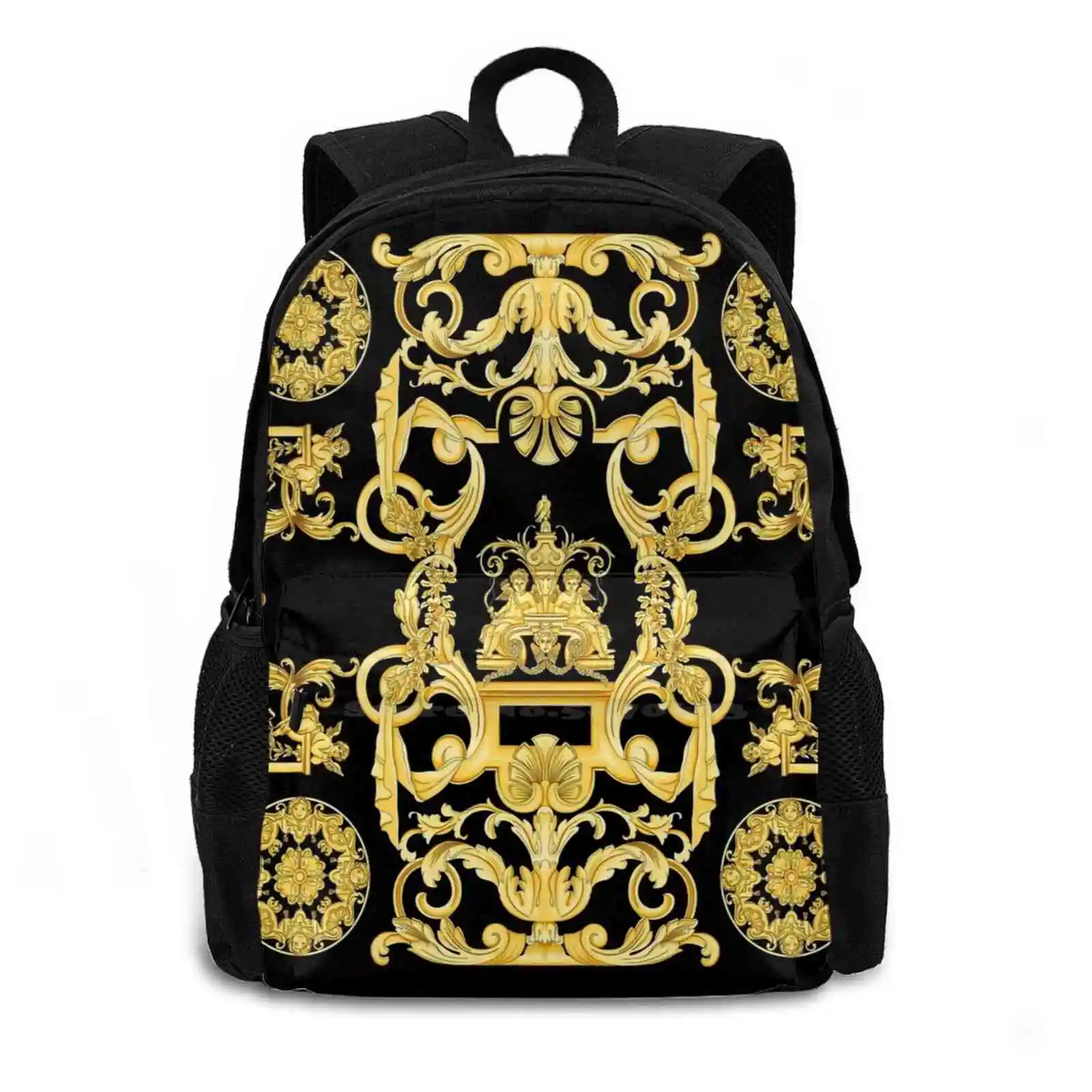 Baroque Prints Greek Ornament Goldenmeander Meandros Vintage Pattern Design Laptop Travel School Bags Greek Ornament Meander