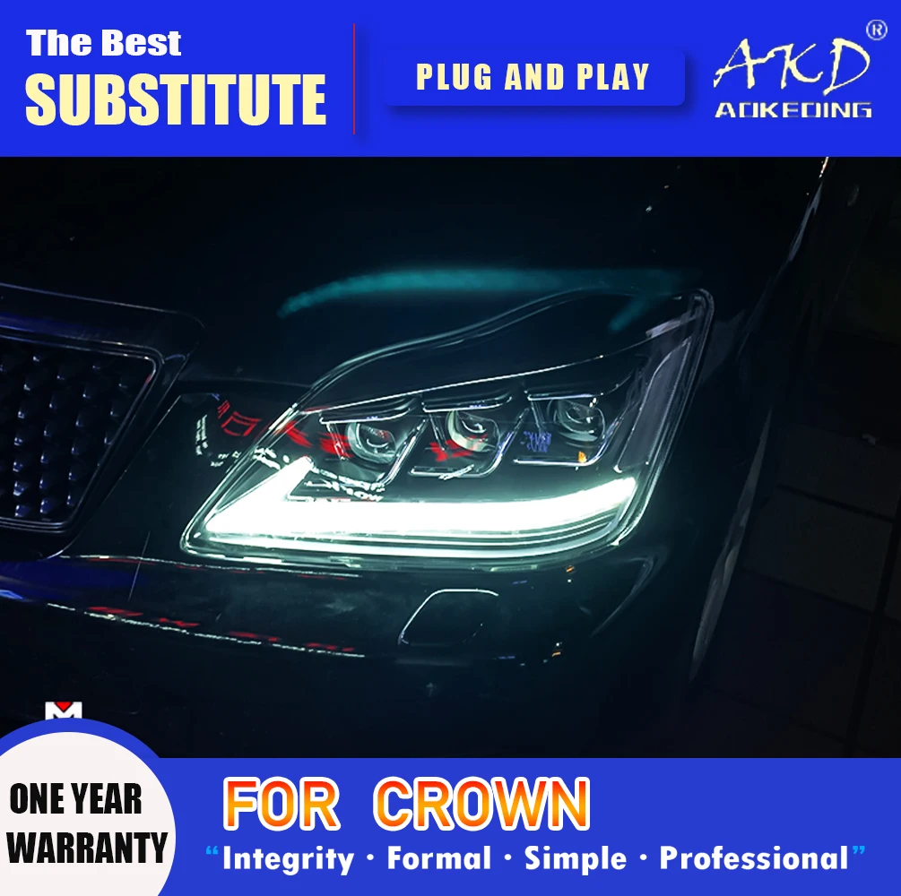 

Налобный фонарь AKD для Toyota CROWN, светодиодный налобный фонарь 2005-2009, фары CROWN DRL, сигнал поворота, фара дальнего света, линза проектора Angel Eye