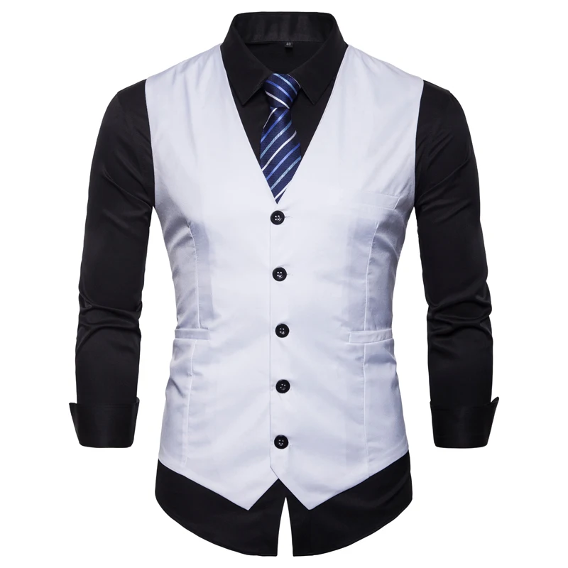 New Mens Suit Vest Smart Causal Waistcoat Formal Slim Fit Suit Vests Men Solid Color Business Wedding Dress Vest Mens Clothing