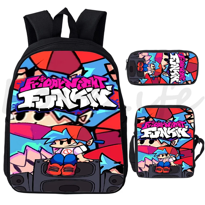 Imagem -02 - Jogo Quente Sexta-feira Noite Funkin Escola Mochila Peças Conjunto Meninos Meninas Bolsas de Escola Adolescentes Viagem Fnf Bookbag Anime Bagpacks