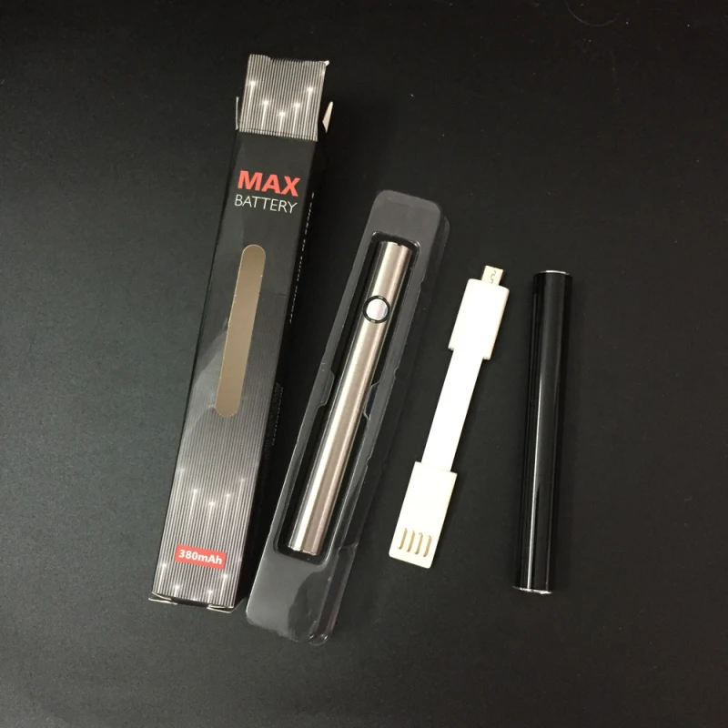 10pcs/lot Max Preheat Battery E Cigs 380mAh Adjustable Voltage 510 Thread Preheating for Thick Oil Cartridges Tank Vape Pen Kit