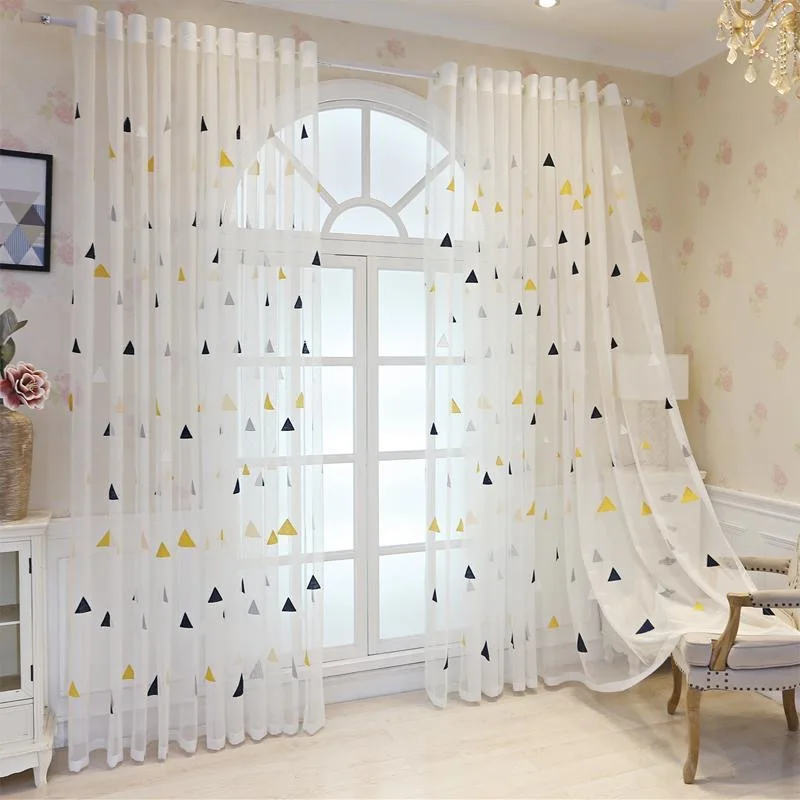 

Translucent and Impermeable Embroidered Gauze Curtains, Bay Windows, White Gauze Curtains for Living Dining Room Bedroom