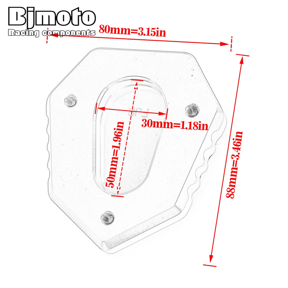 BJMOTO التصنيع باستخدام الحاسب الآلي موتوكروس الجانب تمديد دراجة نارية مسنده ركلة الجانب حامل المكبر لوحة الوسادة لياماها FJR1300 2001-2009