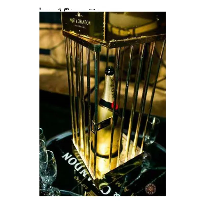 Champagne Cage Display VIP Metal Over Acrylic Bottle Presenter for Night Club Lounge Bar Party