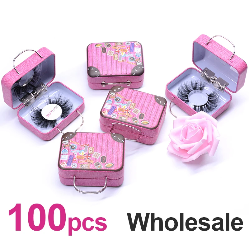 Private Label Eyelash Packaging Box High Quality 25mm Mink Eyelashes Packing Case Suitcase Styles Box for Wholesale