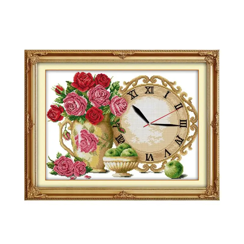 Vaso orologio kit punto croce 14ct 11ct conteggio stampa su tela orologio da parete di cucitura del ricamo FAI DA TE cucito a mano