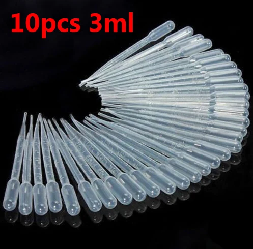 10 pièces 3ML Pipettes transparentes jetables en plastique oeil compte-gouttes transfert gradué Pipettes pour résine Silicone moule