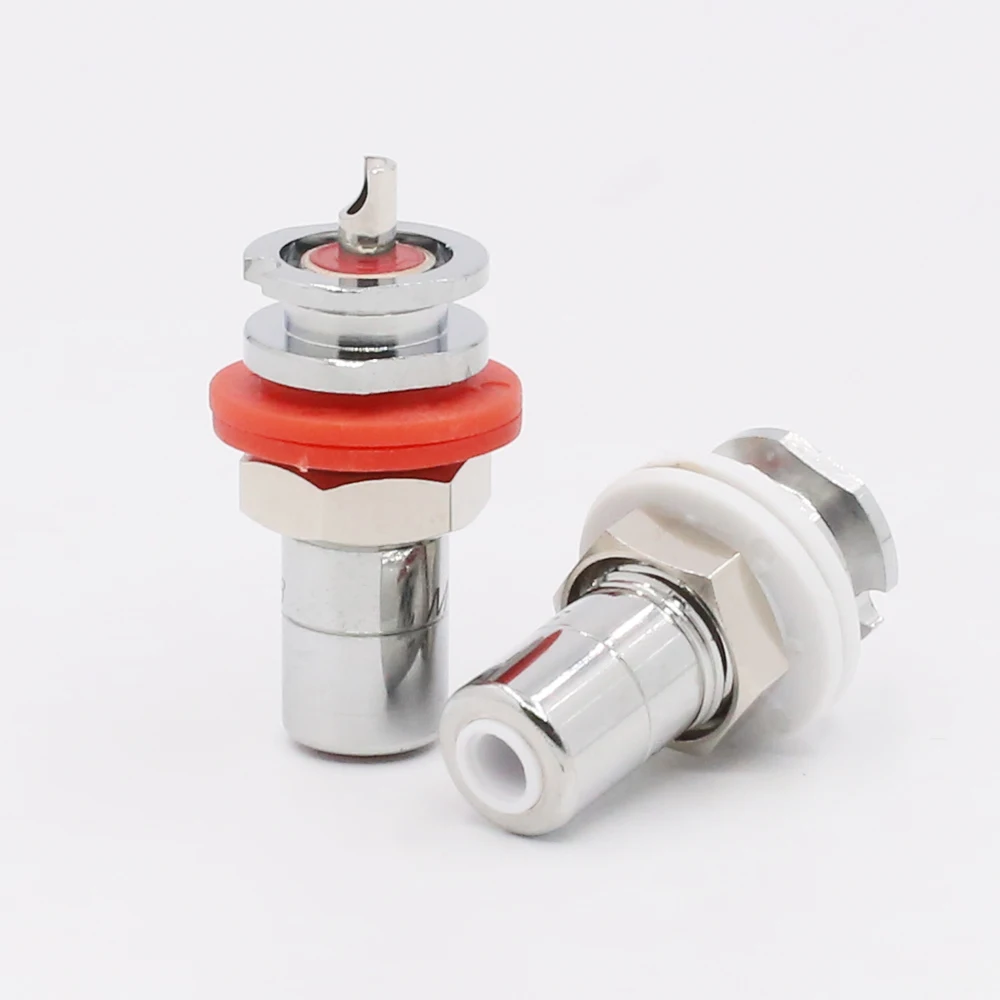 Hifi Audio Brass with Silver Plated RCA Socket RCA Female jack RCA Chassis for Amplifier CD Player