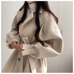 Female Trench Coats Korean Style Single Button Fashionable Windbreaker 2022 New Slim Long Sleeves Autumn Winter Women Outerwear