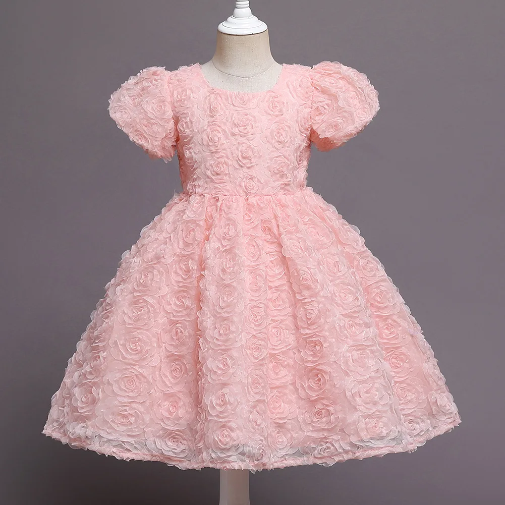 

Lace Flower Girls Dress Princess Birthday Party Dresses For Girls Christmas Short-sleeve Toddler Baby Girl Clothes 1 to 7 year