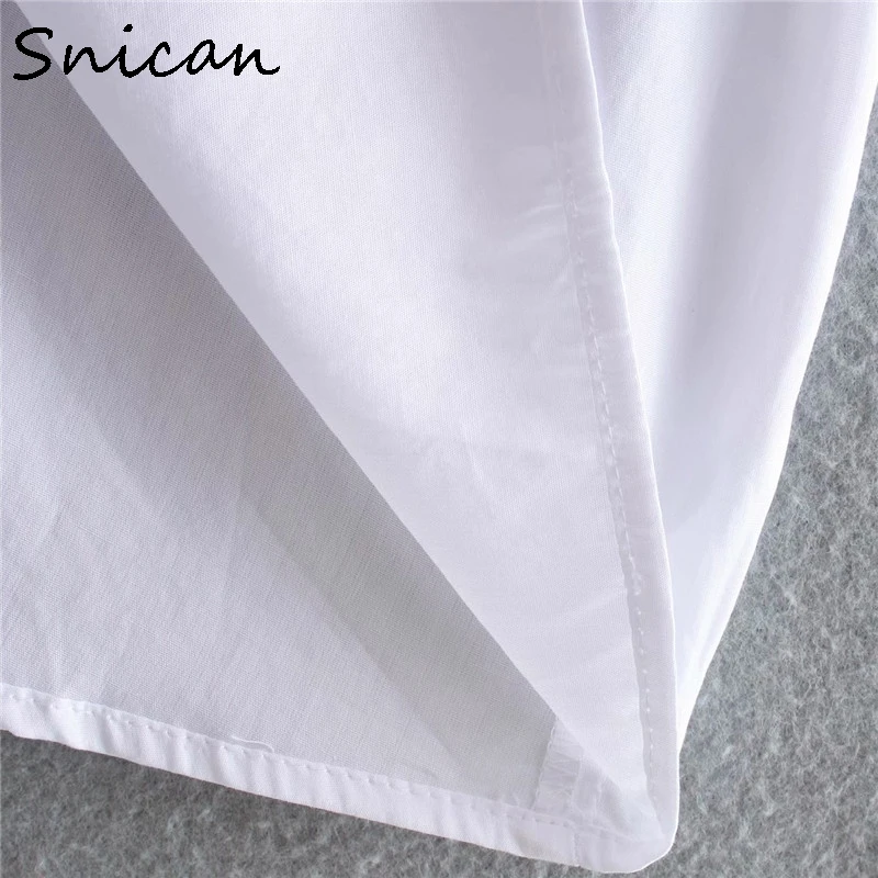 Snican-Blusa básica blanca para mujer, Camisa de algodón de manga larga con cuello peter pan, uniforme de oficina, Tops cortos Chic para otoño y