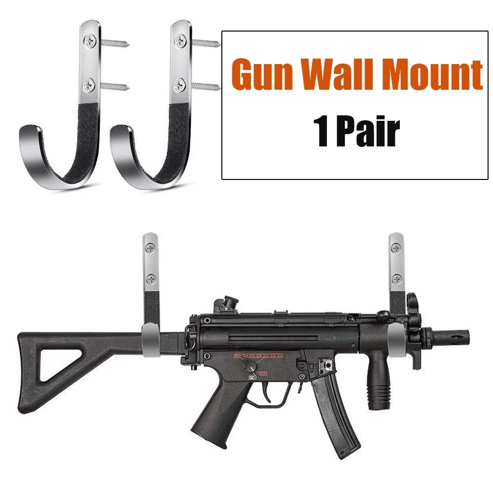 

2pcs Gun Wall Mount Storage Rack J-Hook Rifle Shot gun Padded Hangers Set Anti-Scratch New Stainless steel Gun rack