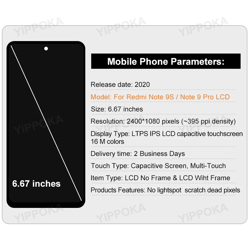 Origin LCD For Xiaomi Redmi Note 9 Pro Display LCD Touch Screen Digitizer For Xiaomi Redmi Note 9S M2003J6B2G LCD Display